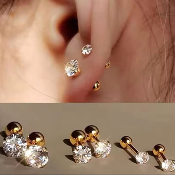 Pairs Stainless Steel for Women Cartilage Tragus Lobe Daith Piercing Jewelry - Picture 1 of 2
